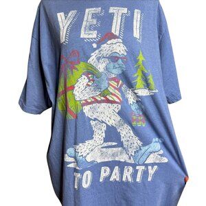 YETI TO PARTY Winter fun t shirt blue XL Gift bag
